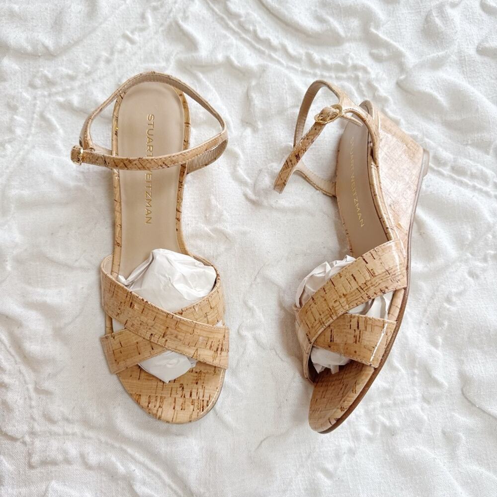 Stuart Weitzman Dayna Ankle Strap Wedge Sandal Size 9.5 - Picture 5 of 9